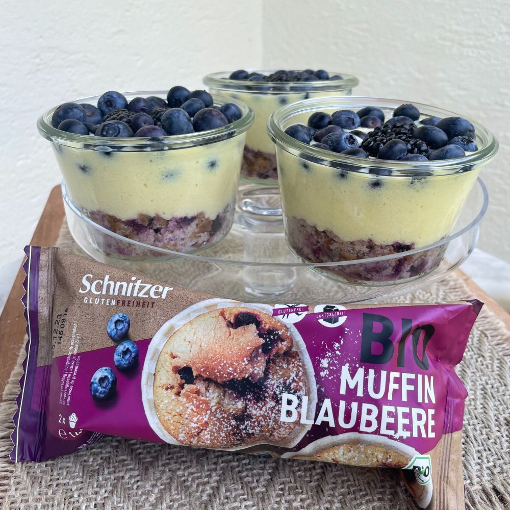 Blaubeer-Mango Schichtdessert im Glas - Schnitzer