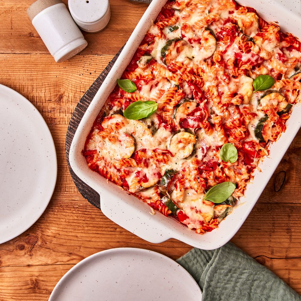 Auflauf mit Fusilli und Tomatensoße