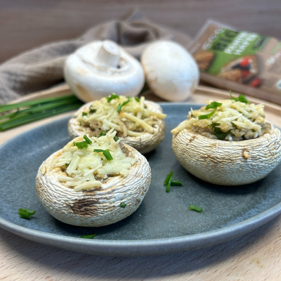 Gefüllte Pilze mit Brotkrümeln